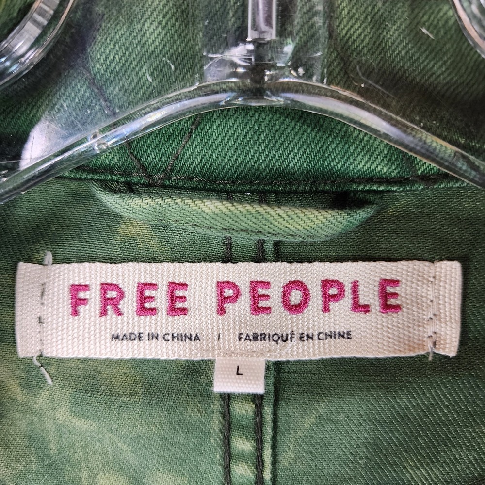 Free People Seize The Day Canvas Military Jacket‎ Womens L Green Tan Camo NWT - Picture 14 of 16
